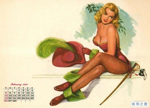 1950年的美女挂历 性感老照片（图）